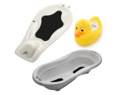 Rotho Babydesign Badewanne Top Xtra silber grau mit Badewanneneinsatz Top weiß und gratis Badethermometer digital Ente